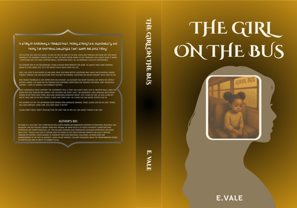 Book cover for 'The Girl on the Bus' by E. Vale, featuring an illustration of a young girl sitting on a school bus, with the title prominently displayed.